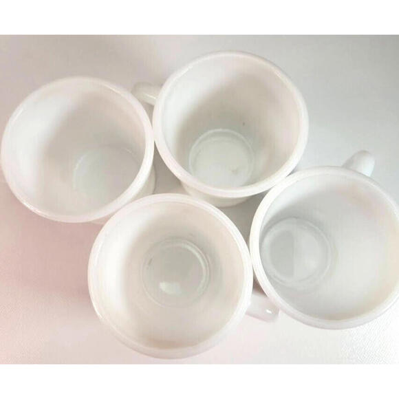Vintage Federal Heat Proof Milk Glass D-Handle Coffee Cups Set of 4 - Picture 5 of 11